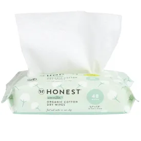 The Honest Company 100% Pure Organic Cotton Dry Wipes | Multi-Use Disposable Facial Cloth and Baby Wipe | Hypoallergenic and Gentle on Skin | 48 Count