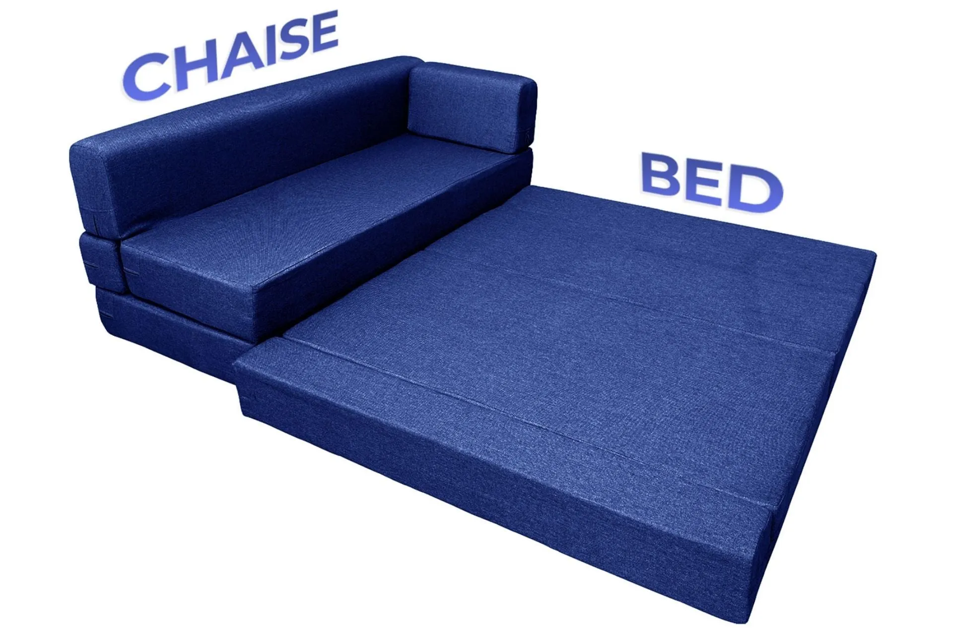 Uberlyfe L Shaped Sofa Bed, Dotted Blue | 5 Seater | 5 Golden Edge Cushion