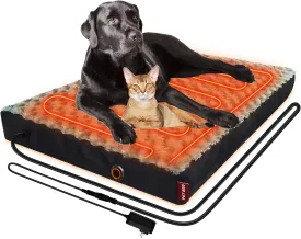 Upgraded Heated Dog Bed with Enlarged Heating Area, 12V Safe Voltage Arthritis Orthopedic Dog Bed with Memory Foam, Heated Pet Bed with Waterproof Cover for Medium, Large, XL Dogs (Large)