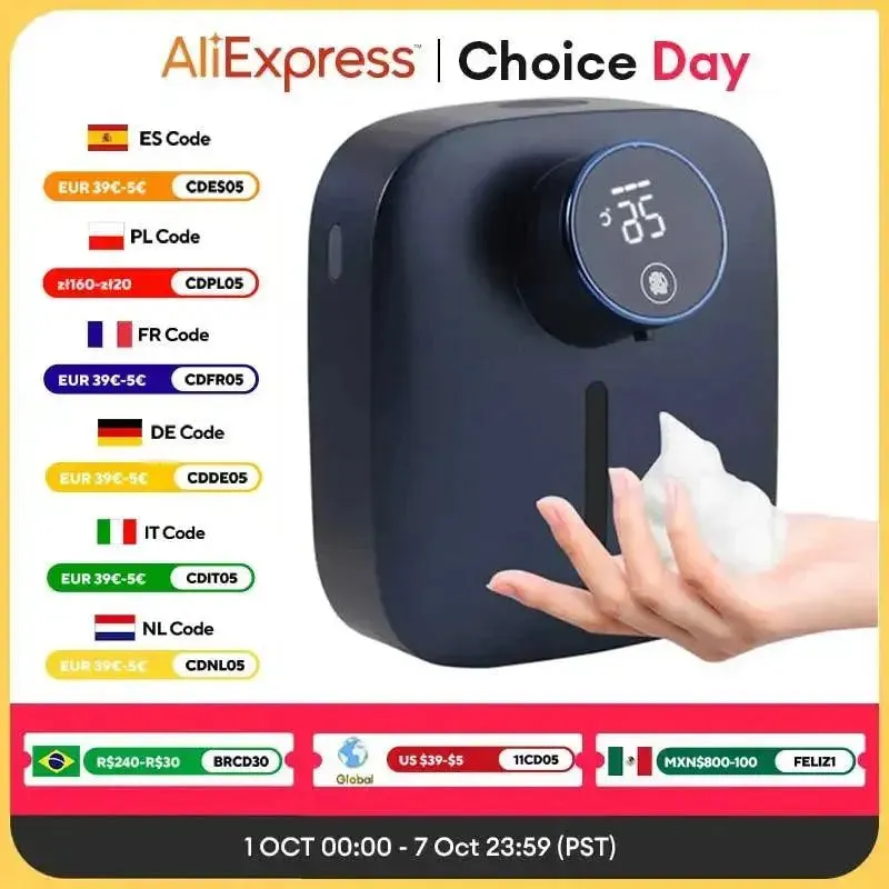 USB Rechargeable Multifunctional Wall Mounted Automatic Soap Dispenser Infrared Sensor LED Digital Display Foam Soap Dispenser