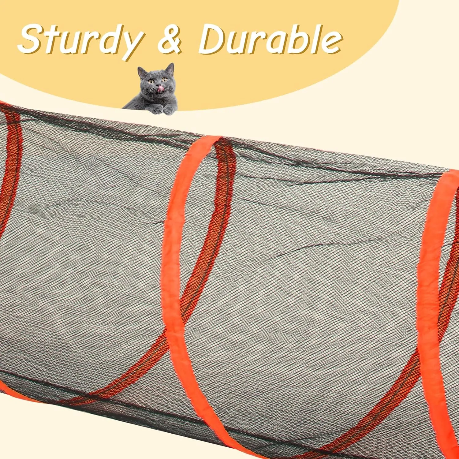VINGLI Cat Tunnel, Portable Kitten Tent, Indoor & Outdoor Collapsible Enclosure, Large Catio, Outdoor Tunnels for Small Animals with Storage Bag (Black&Orange, 6 in 1)