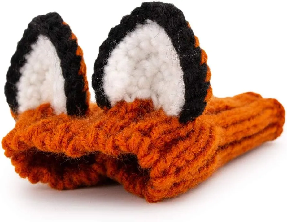 Zoo Snoods Fox Costume - Knit Dog Snood Ear Wrap for Pets, Warm Neck Cover for Halloween and Winter (Small)