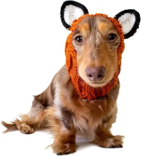 Zoo Snoods Fox Costume - Knit Dog Snood Ear Wrap for Pets, Warm Neck Cover for Halloween and Winter (Small)